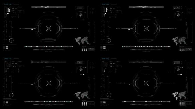 HUD平视显示器界面，视频覆盖，网络未来和技术概念，视频设计元素