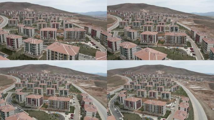 鸟瞰图新建场地房屋，城市改造区，地震后新建房屋，toki建筑，新技术房屋