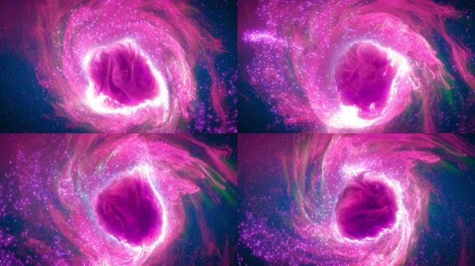 催眠旋转抽象神秘粉色蓝色粒子星云漩涡循环背景