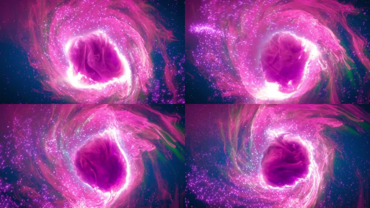 催眠旋转抽象神秘粉色蓝色粒子星云漩涡循环背景