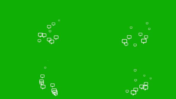 绿色屏幕背景的上升聊天气泡运动图形