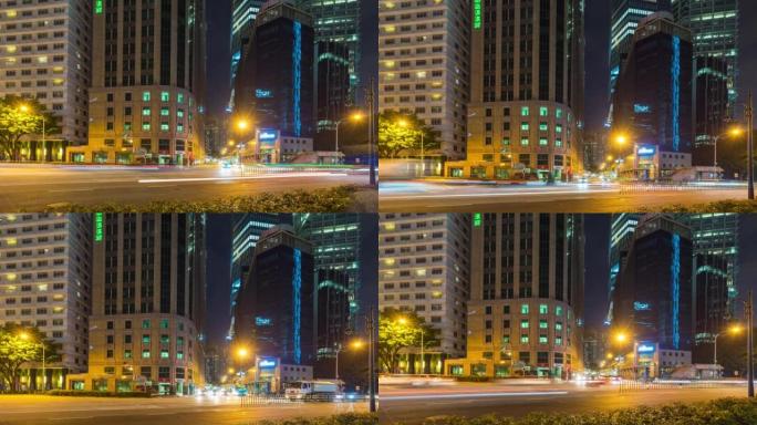 新加坡道路上夜间交通的延时视频