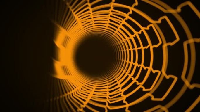 橙色金色圆网隧道内部运动-股票视频