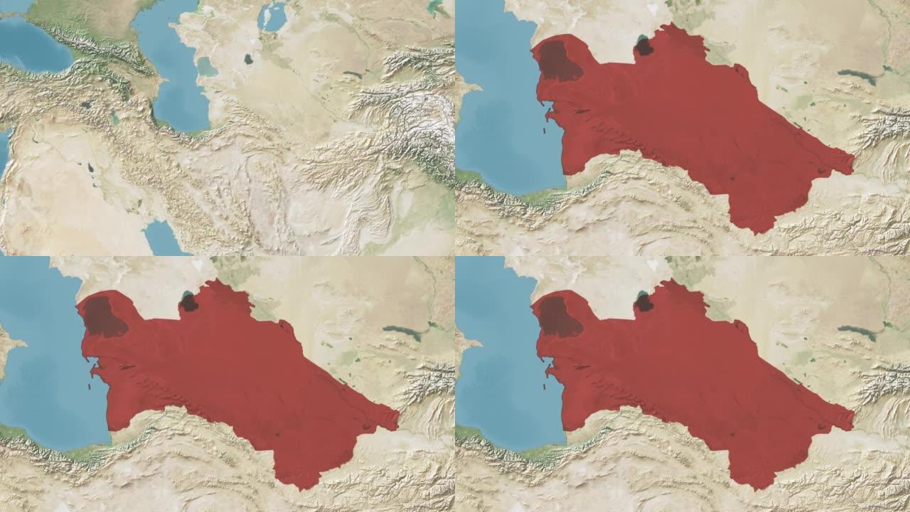 土库曼斯坦在没有文字的情况下放大世界地图