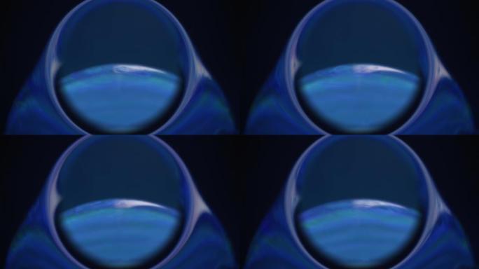 油水球圆形框架肥皂泡蓝色深色