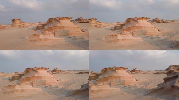 阿拉伯联合酋长国阿布扎比风沙形成的化石沙丘景观