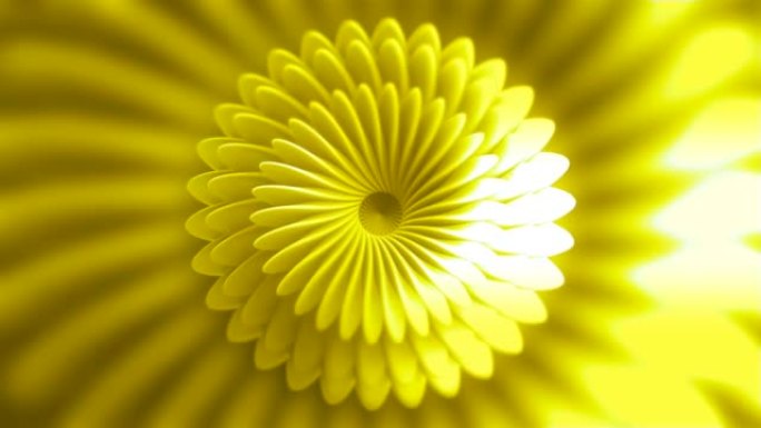 金色移动花卉图案动画。动。金色花卉图案减少并增加。美丽的圆形图案，如紫苑花