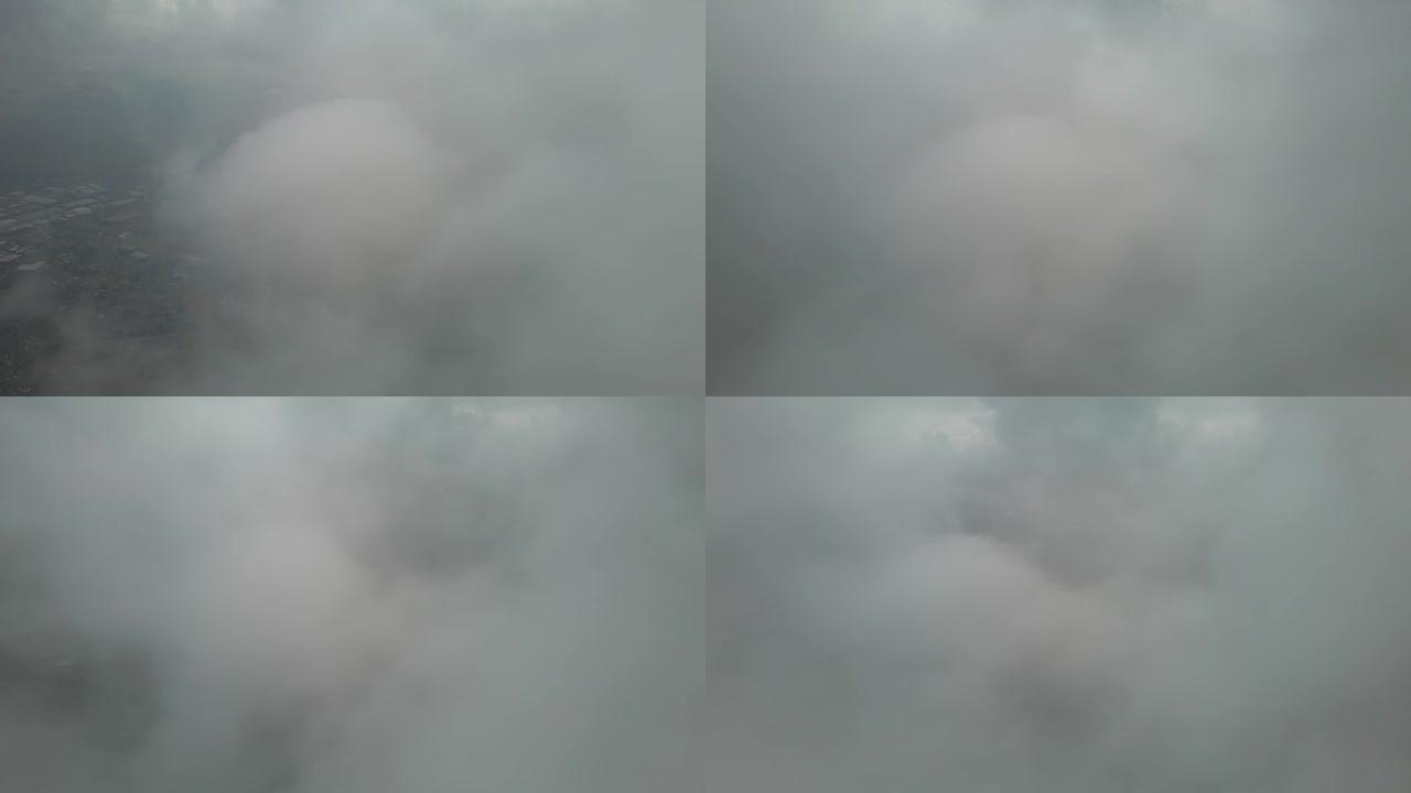 英格兰上空快速移动的戏剧性乌云，无人机的高角度镜头和延时剪辑