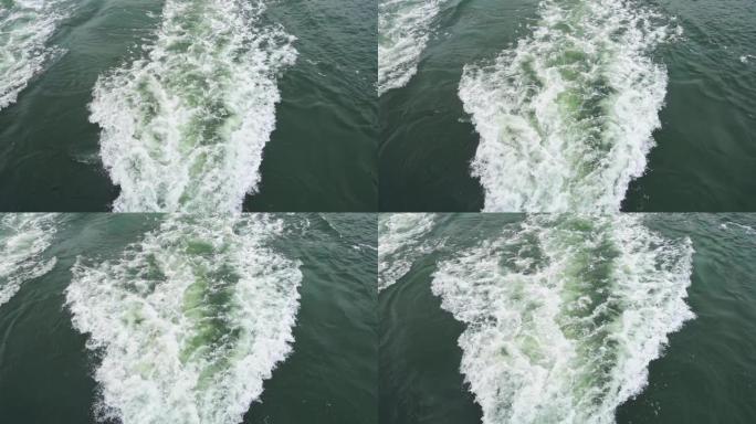 船甲板上海浪的痕迹。
