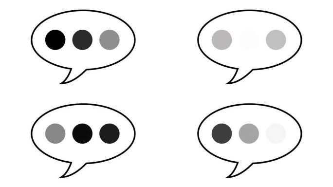 简单吸引人的语音聊天泡泡，用于文本和聊天。聊天框弹出动画，消息框动画图标。思维符号的风格，解释器视频