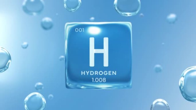 “H2氢” 标题为水立方气泡信息图表背景循环与水分子