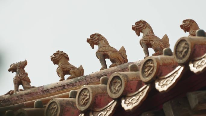 北京故宫博物院内屋脊兽特写