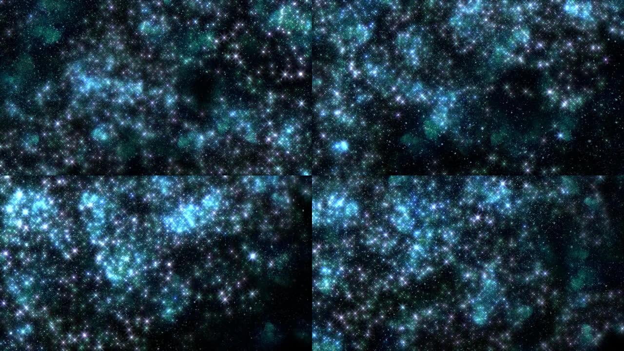 在黑暗星系中具有星云和闪光效果的蓝色恒星