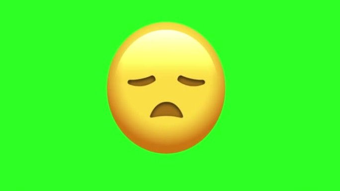 动画失望的表情符号。无缝循环。绿色屏幕背景上的4k卡通表情表情动画。社交媒体表达情感和情感共享概念。