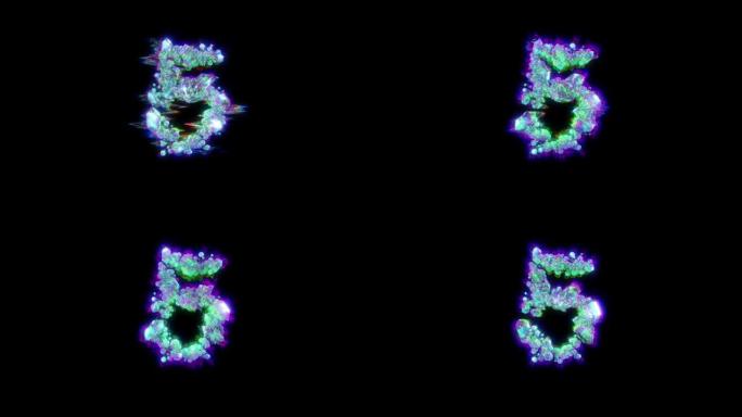 色差的控制论晶体的5号-分色字体，孤立循环视频