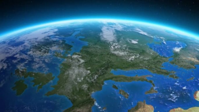 从太空看地球。欧洲。