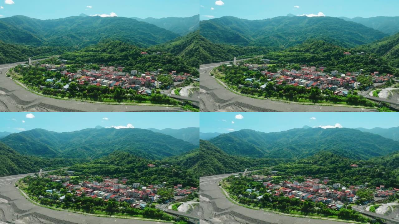 台湾宝来村和南跨岛公路鸟瞰图。