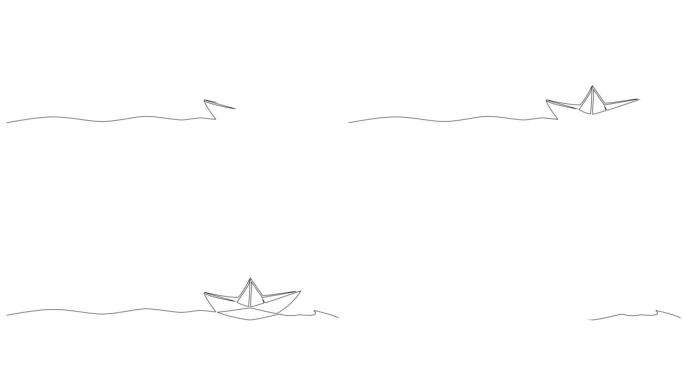 水上动画连续单线纸船
