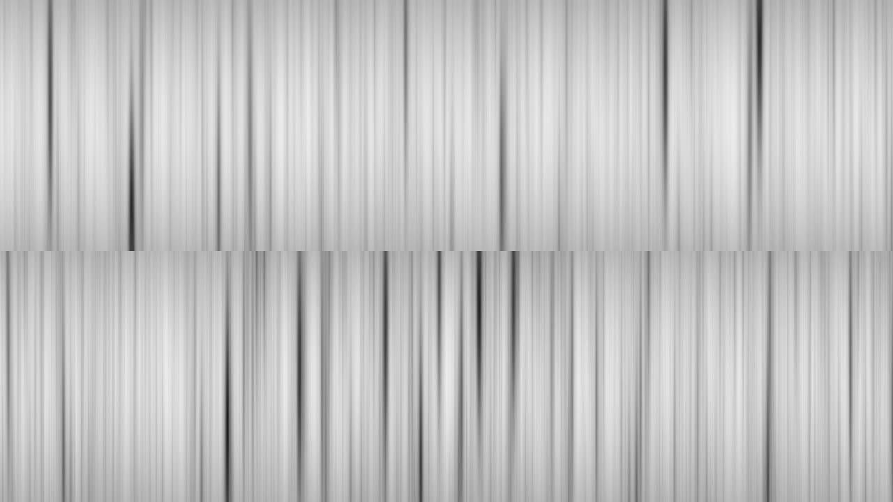 无缝循环艺术黑色和白色光颜色渐变条发光垂直线运动抽象背景。4k发光垂直条移动抽象背景动画。黑白窗帘动