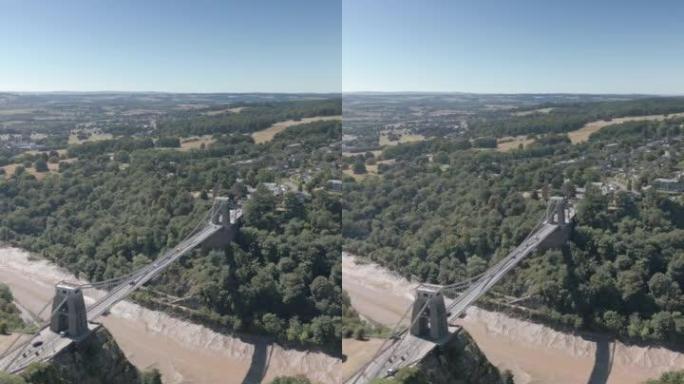 从无人机视角拍摄的布里斯托尔克里夫顿吊桥