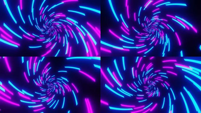 催眠背景，紫色和青色螺旋围绕中心线旋转