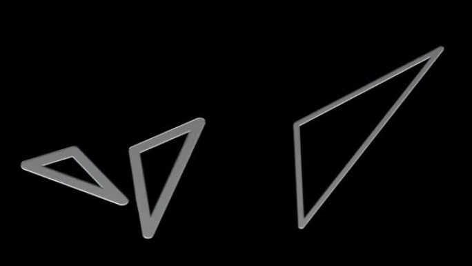 具有alpha通道的图形循环动画视频，具有变形的银色三角形的透明背景。