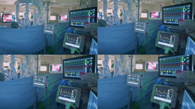 医院监测生命体征的医疗设备。这种医疗设备监测心率，氧气水平，压力等。