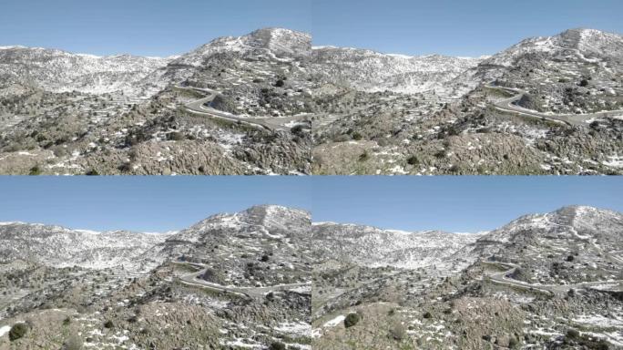 Hermon mountain in the snow鸟瞰图，以色列，2021