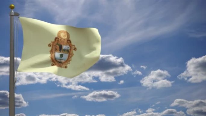玛瑙斯旗(亚马逊，巴西)在一根杆子上，3D渲染