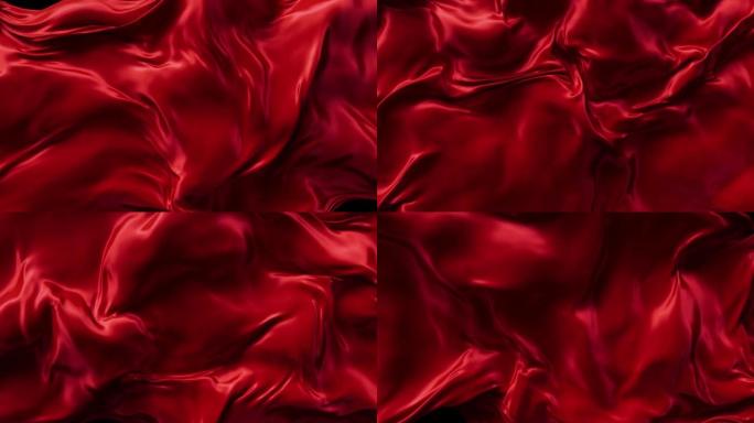抽象红色流动缎子或丝布慢动作
