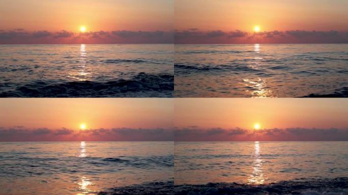从海洋可以看到奇妙的日落景色。旅游概念。风景如画的地方。美丽的意大利。
