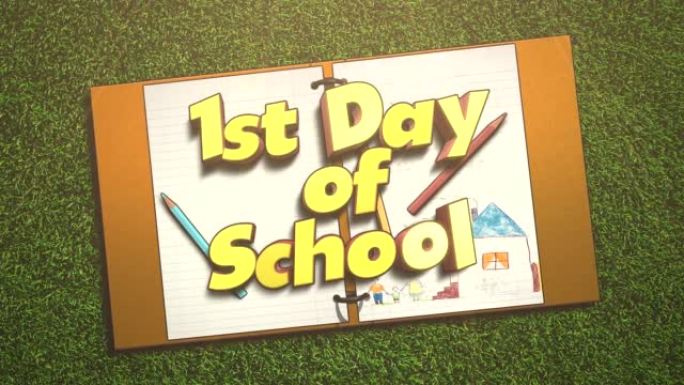 开学第一天，用铅笔和纸在草地上