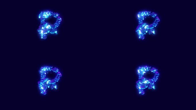 神奇的蓝色亮丽或冰冻的冰字体-卢布标志，孤立循环视频