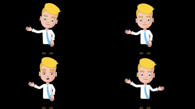 男人会说话的头动画角色循环阿尔法