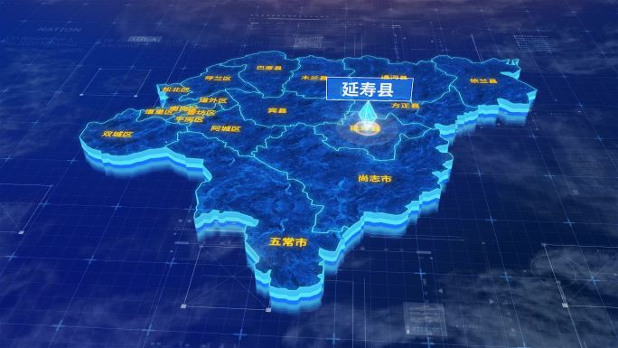 哈尔滨市延寿县蓝色三维科技区位地图