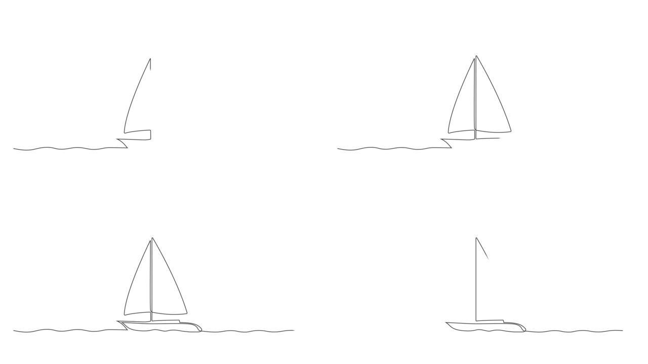 水上帆船动画单线图