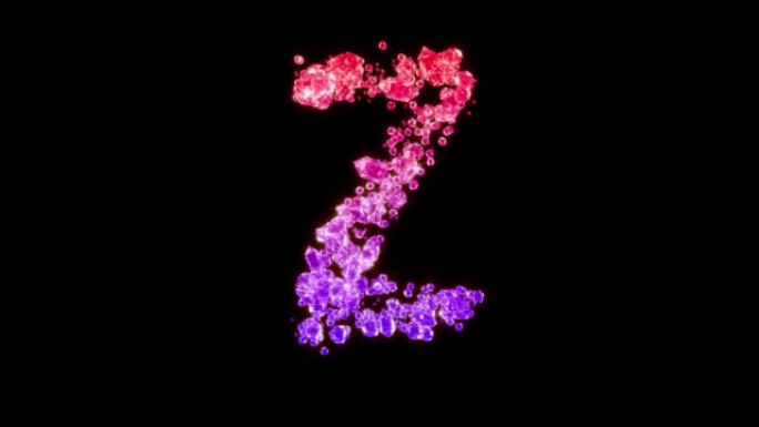 花式红色和紫色奢华辉煌字体-字母Z，孤立循环视频