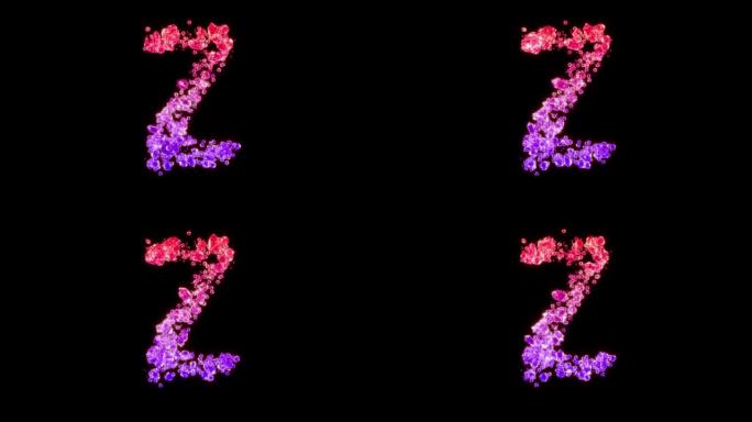 花式红色和紫色奢华辉煌字体-字母Z，孤立循环视频