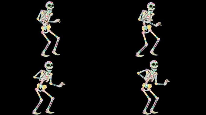 墨西哥死亡骷髅日舞蹈卡通动画。