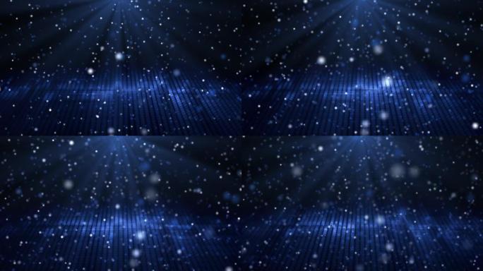 Futuristic Blue Particles Spotlights Background St