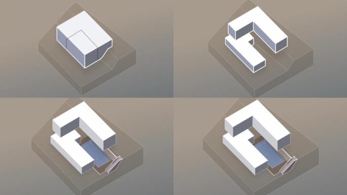 建筑工作流3D渲染。