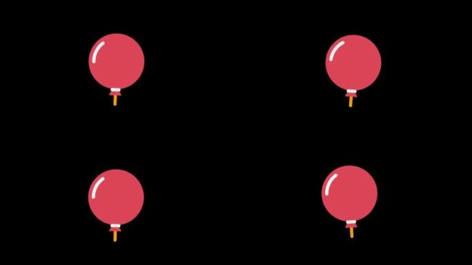 热气球假日冒险图标循环动画与阿尔法通道，透明背景，ProRes 444