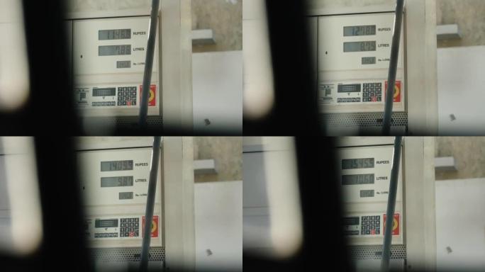 气泵中的屏幕显示每升汽油的成本