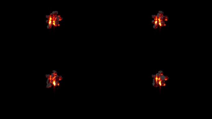 水晶字体-闪亮的黑暗岩浆岩星号，孤立循环视频