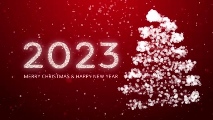 4k 2021圣诞快乐，新年快乐，圣诞树红色背景