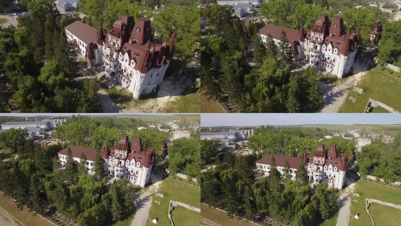 乌克兰的私人城堡，鸟瞰4k