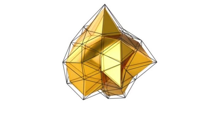 三角形的抽象3D黄金人物。抽象金色分形几何多边形或低聚背景风格。