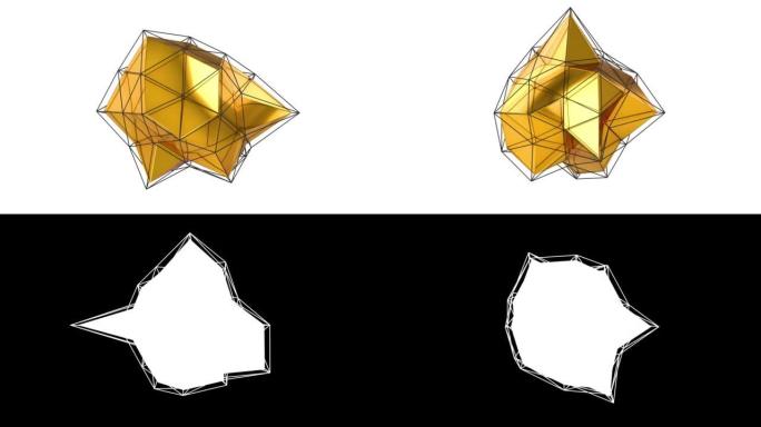 三角形的抽象3D黄金人物。抽象金色分形几何多边形或低聚背景风格。