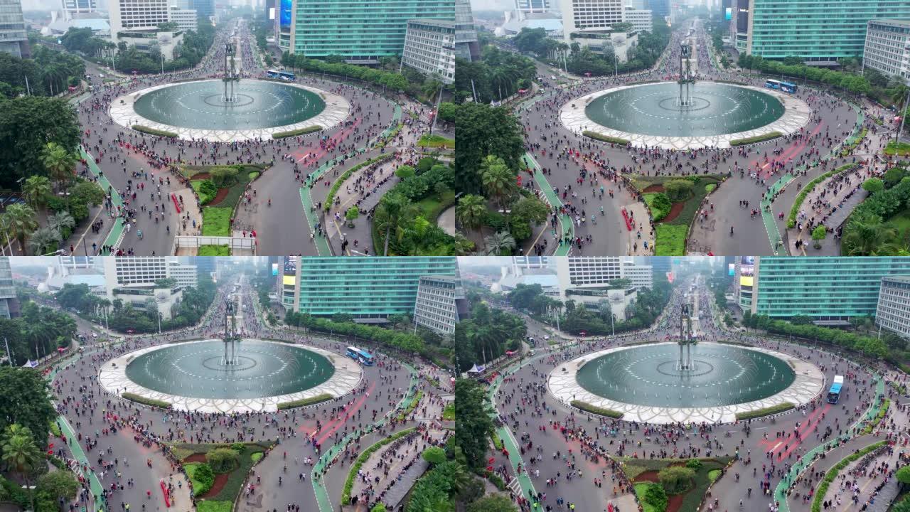 雅加达、印度尼西亚、2022年5月22日。人们参加邦达兰HI的无车日活动。无车日每周日上午在沿MH 