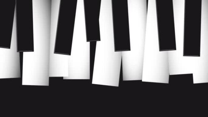 混乱的钢琴键。疯狂的音乐，爵士乐和布鲁斯。动画插图